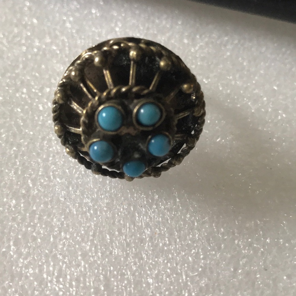 Antique parison turquoise ring